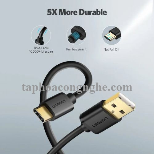 Ugreen 10659 25CM Màu xanh lá Cáp Usb 2.0 Sang Type C mạ vàng US141 30010659